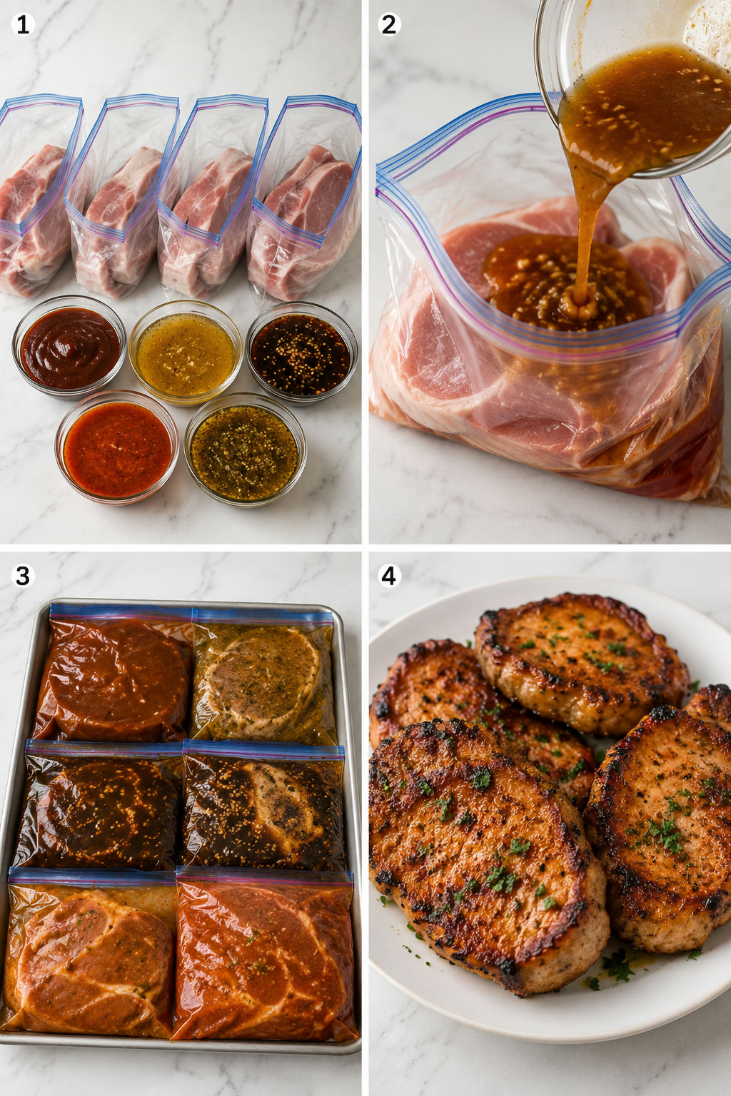 Four steps for making freezer pork chop marinades