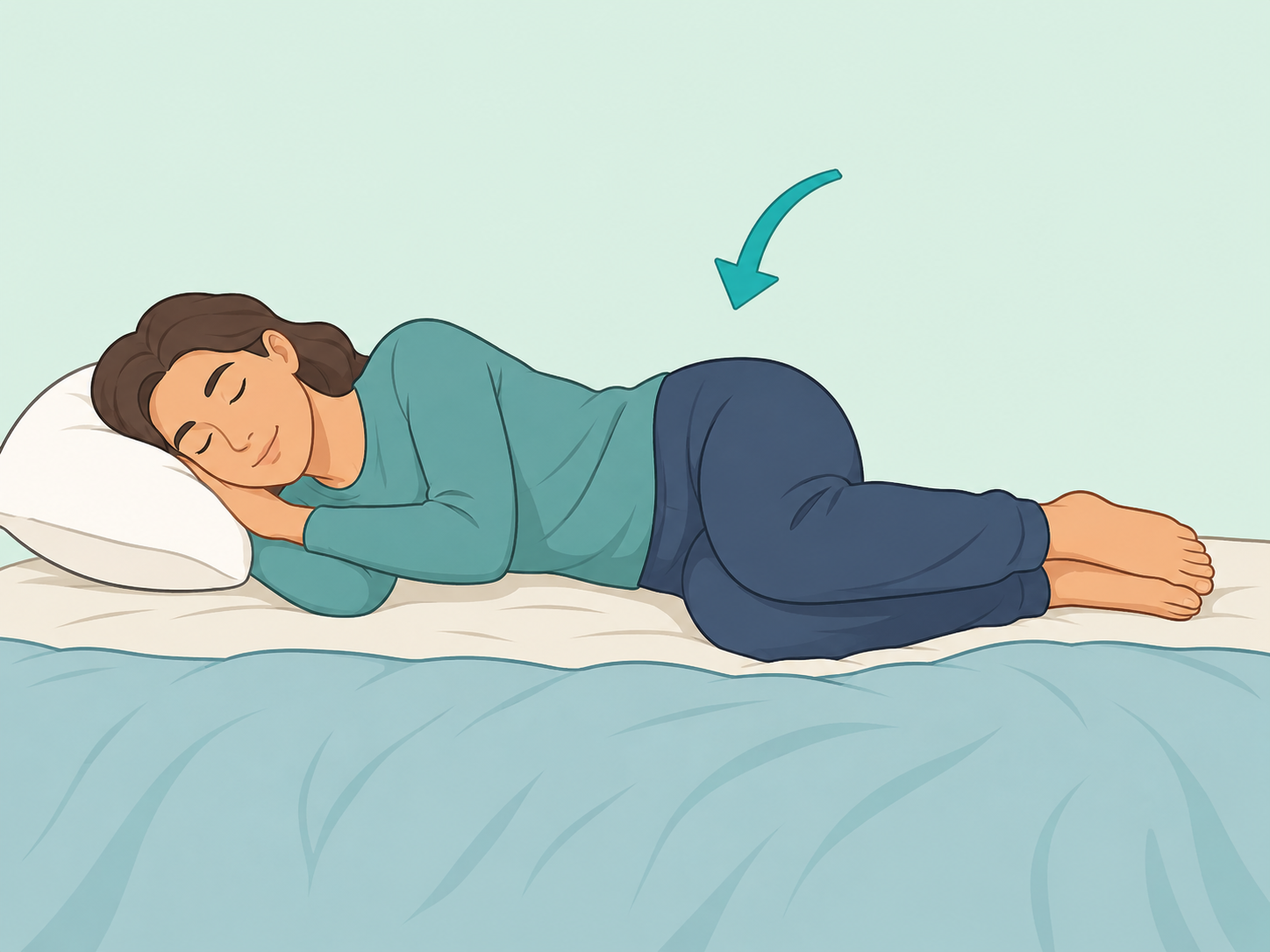 Person starting sleep on the left side for acid reflux.