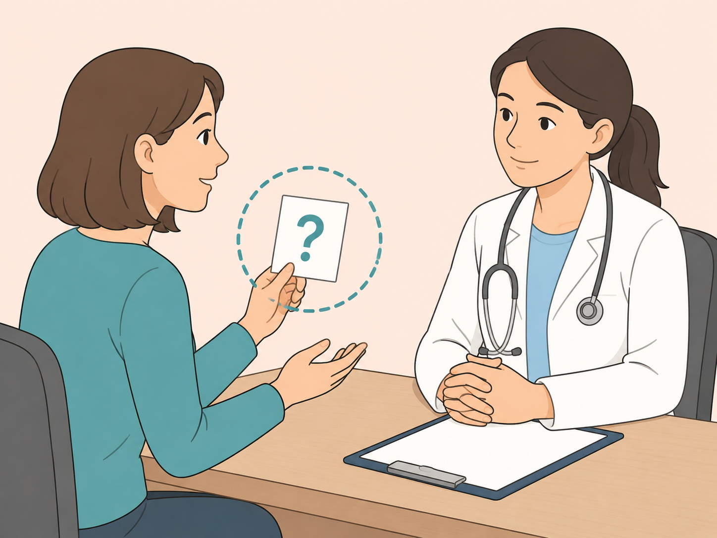 Patient asking the main colonoscopy question to a doctor.