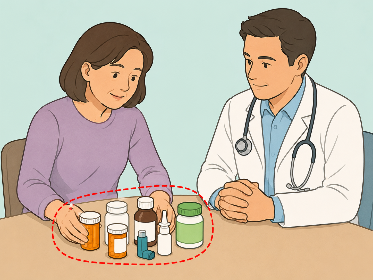 Patient sharing medicines and supplements before a colonoscopy.