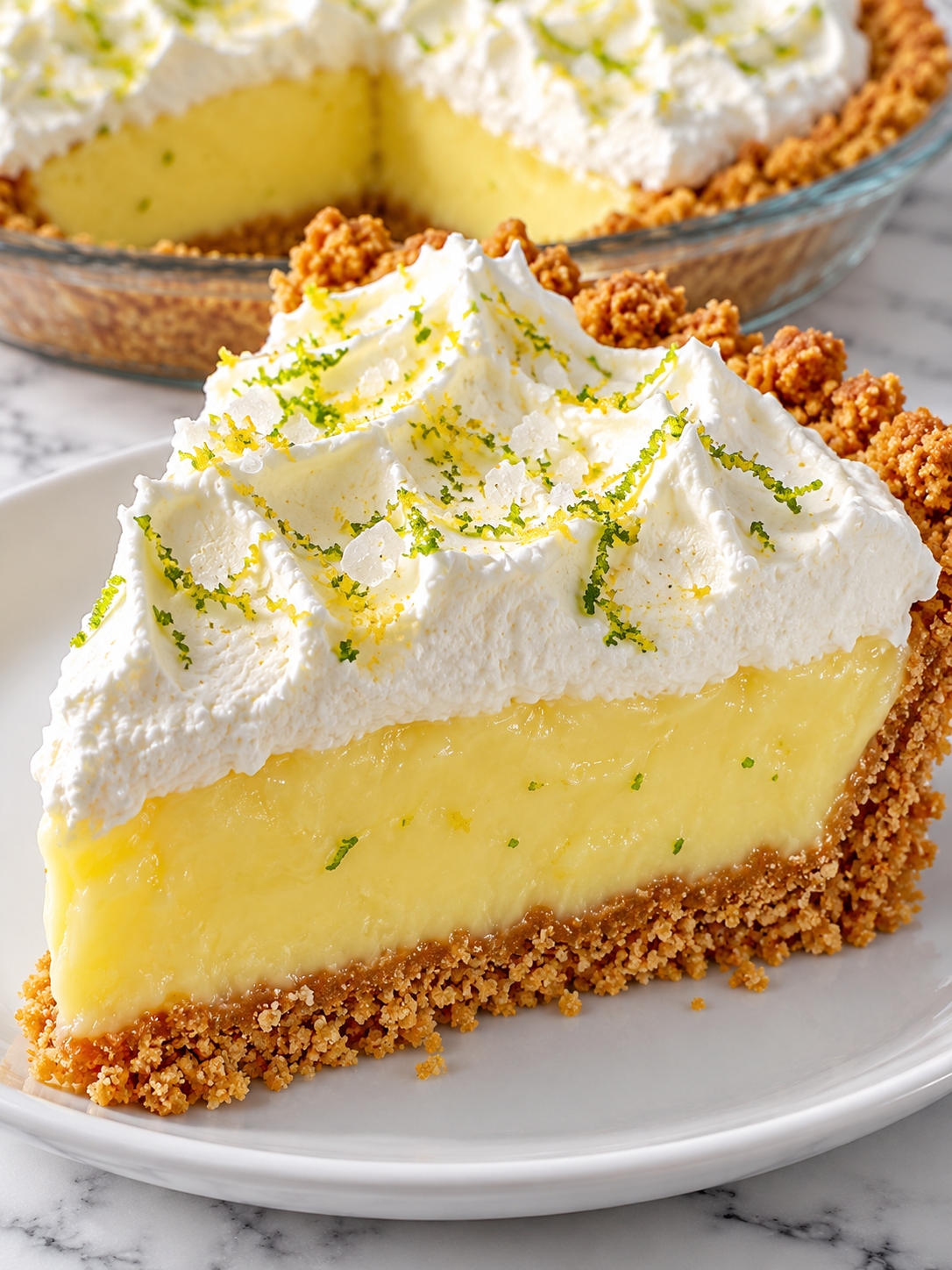 Slice of Atlantic Beach Pie with whipped cream and saltine cracker crust