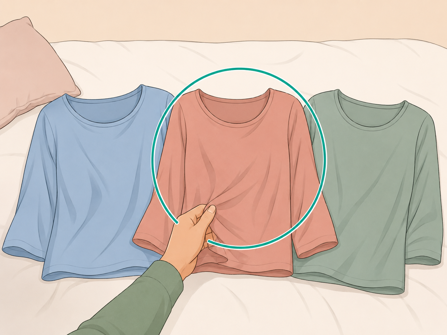 Testing nearby clothing colors before buying more.