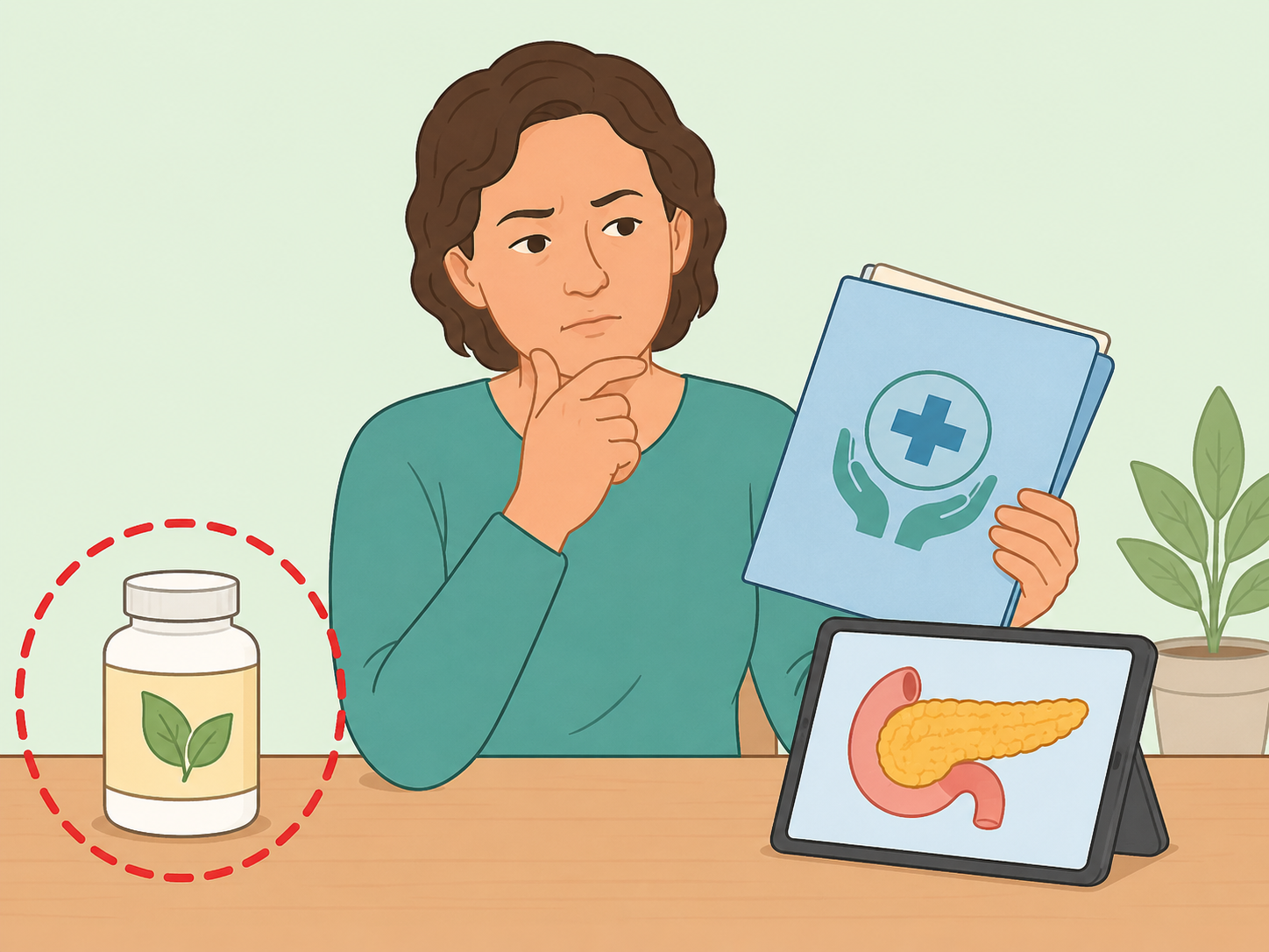 Person questioning a pancreas regeneration claim and choosing evidence-based diabetes care.