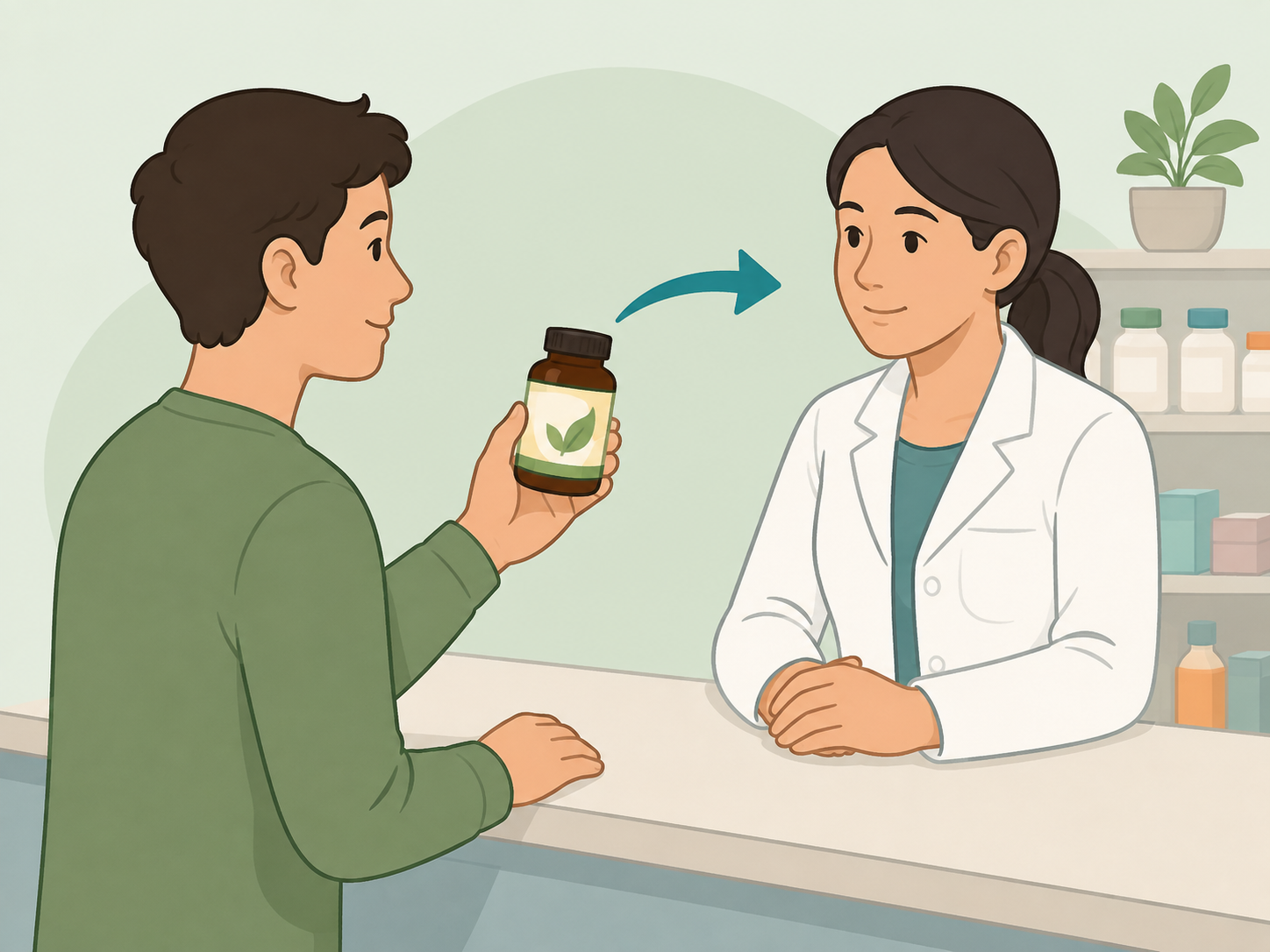 Person checking a supplement with a health professional before using it for diabetes.