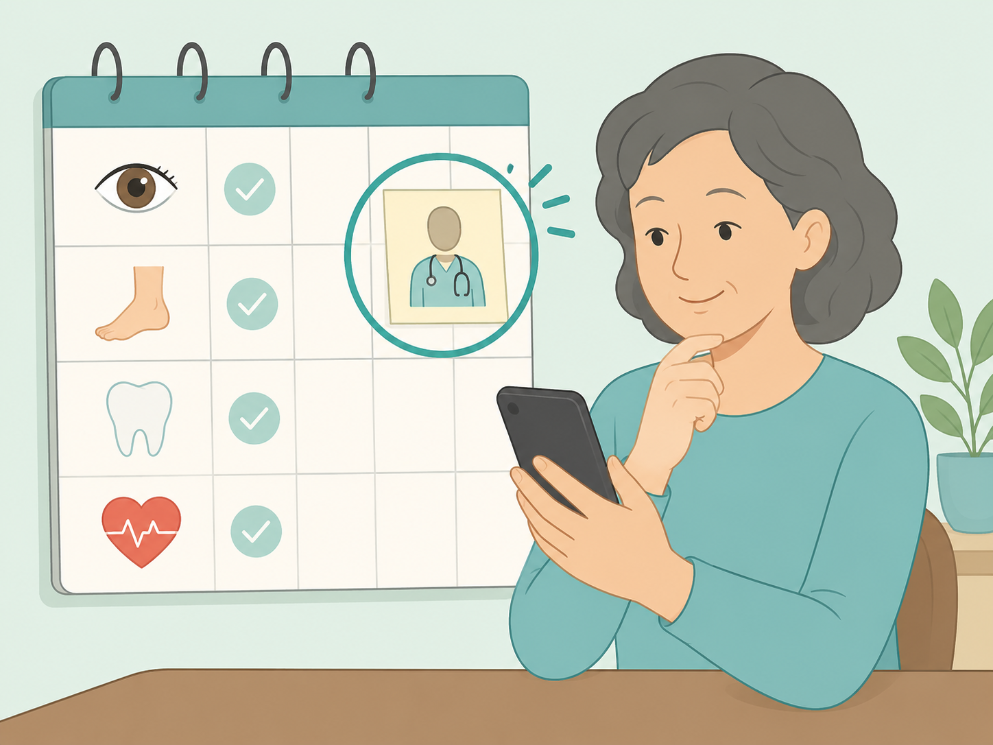 Person keeping routine diabetes checkup appointments on a calendar.