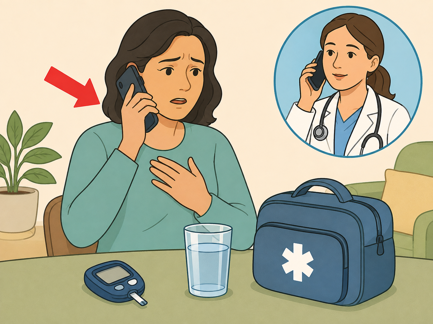 Person seeking medical help for concerning diabetes symptoms.