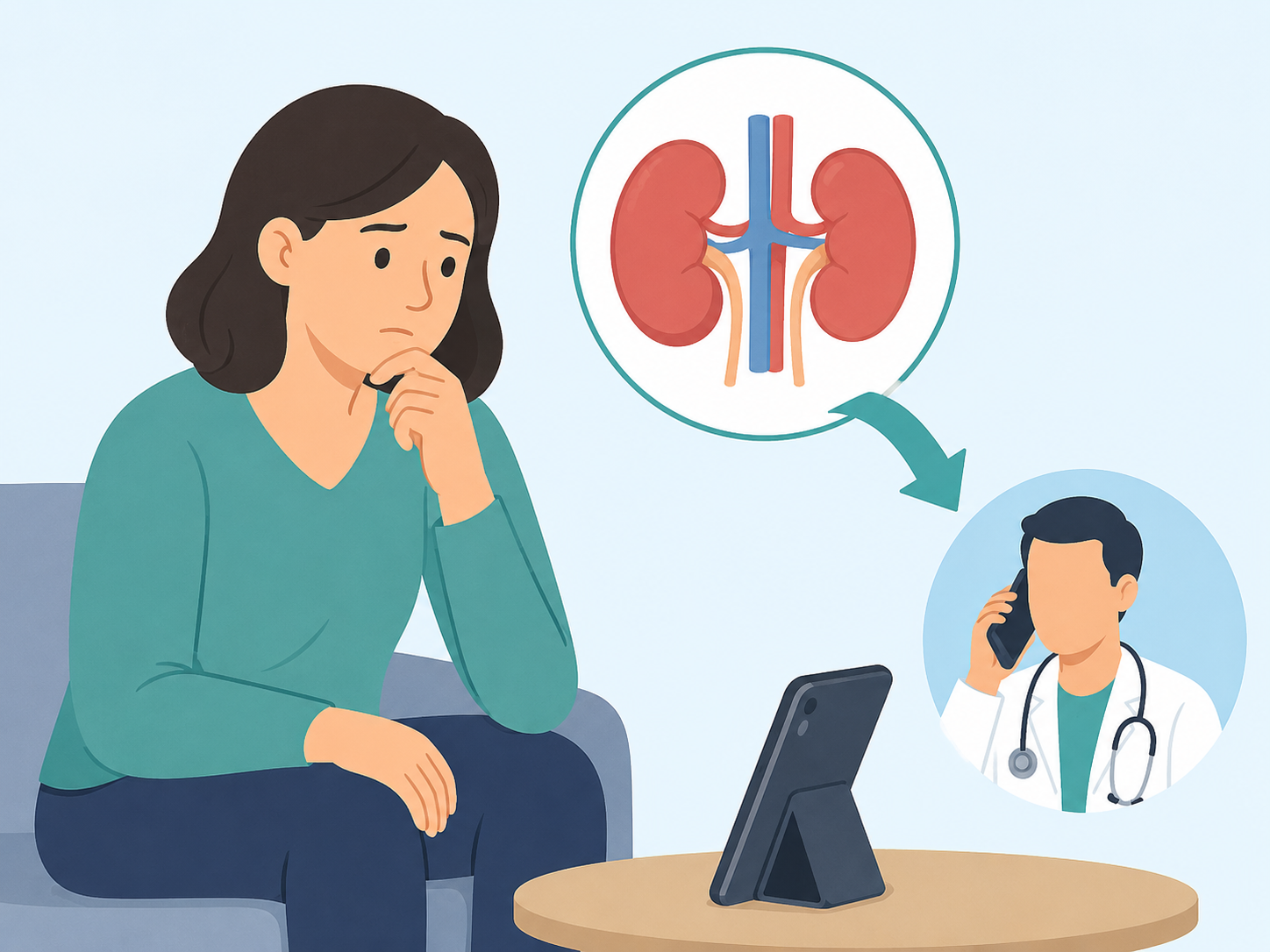 Person calling a doctor after noticing possible kidney warning signs.