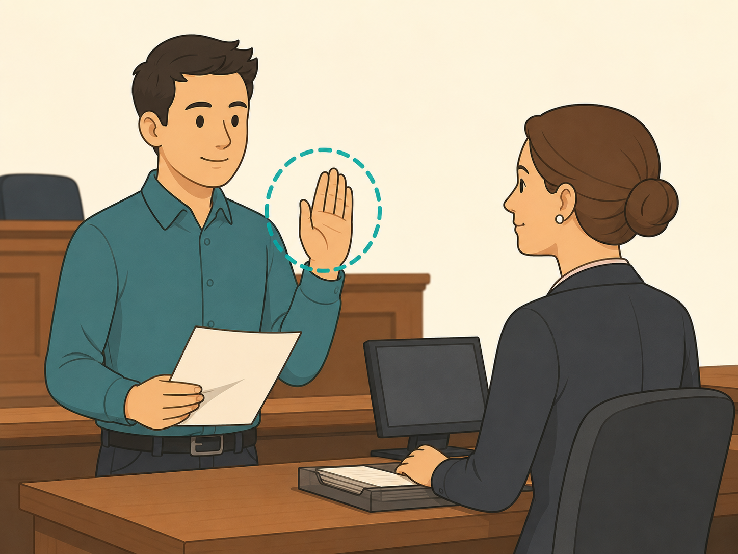 Person respectfully asking for clarification after a court hearing.