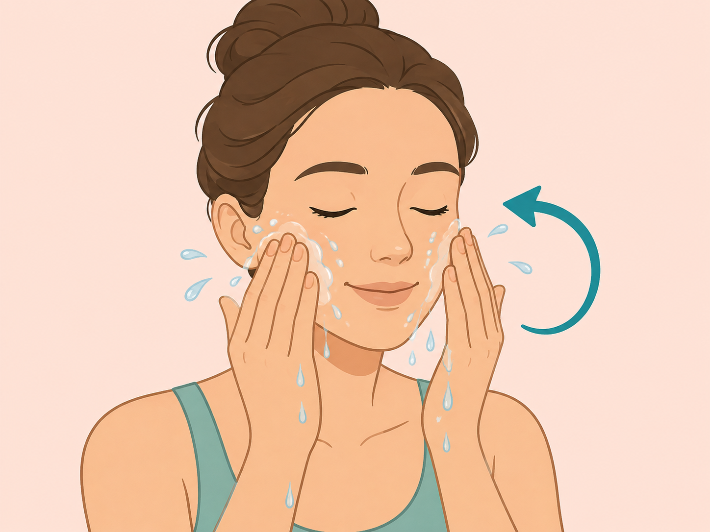 Person gently cleansing their face without scrubbing.