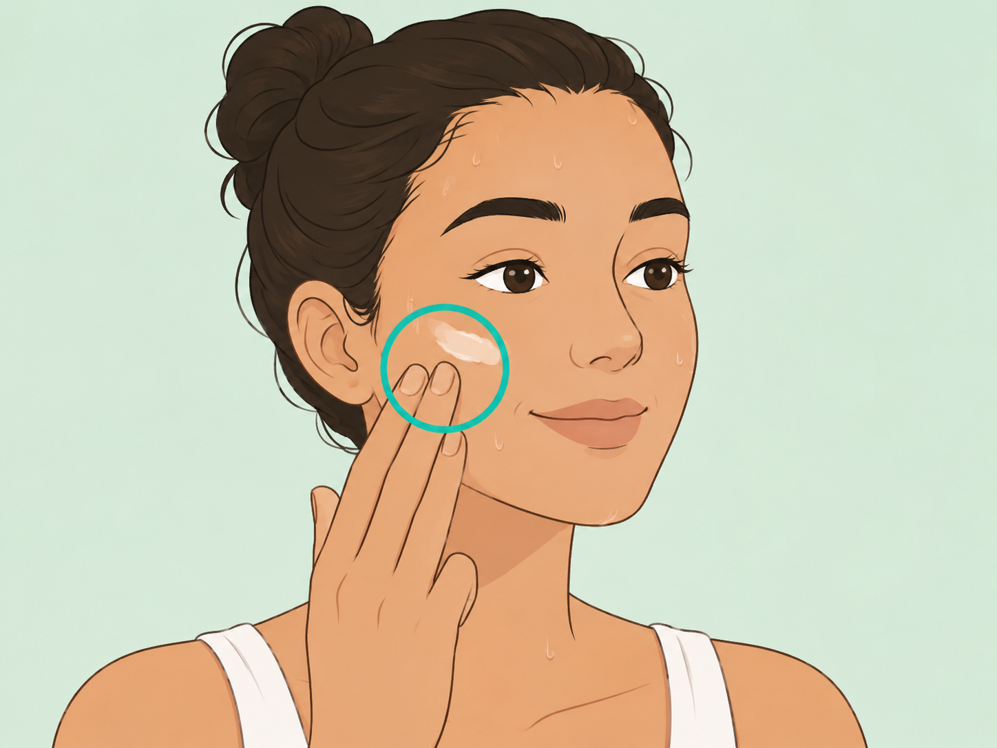 Person applying moisturizer to slightly damp skin after cleansing.