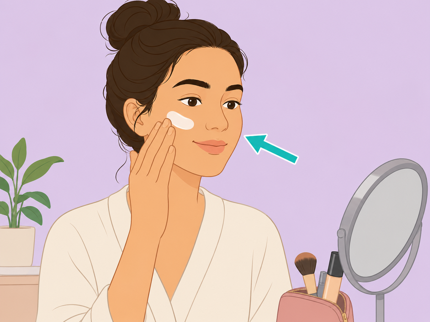 Person applying sunscreen to their face in the morning.