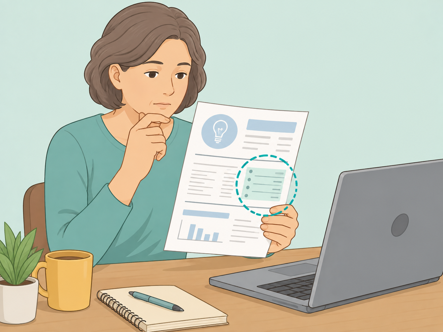 A person checking an electric bill to find the electricity rate.