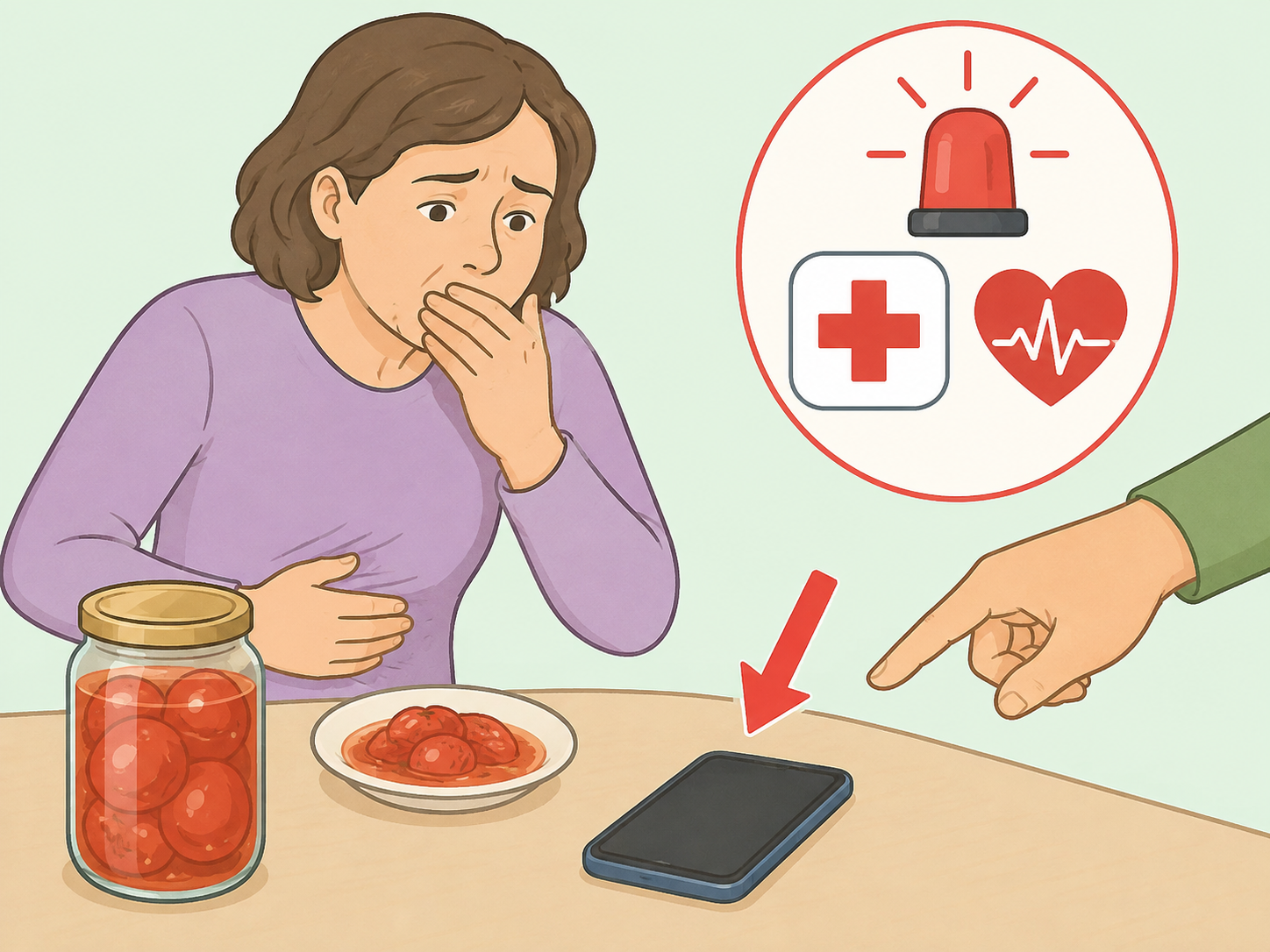 Person seeking urgent help after symptoms from suspicious home-canned food.