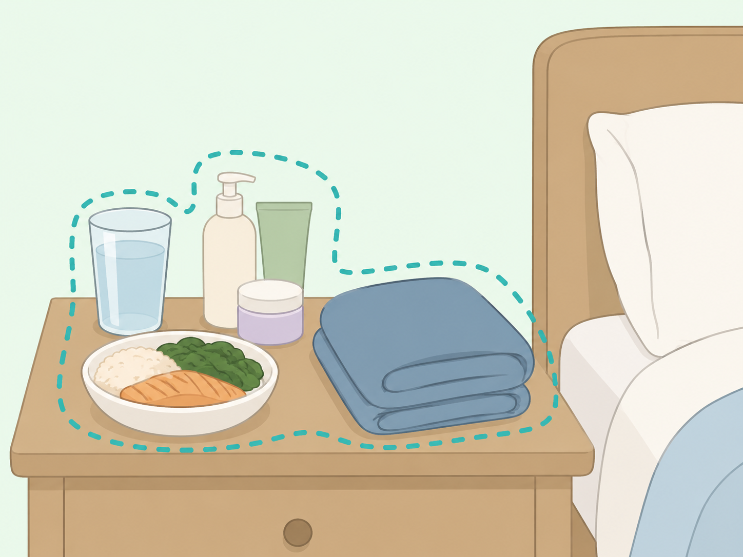 Basic self-care items for a simple grief routine.