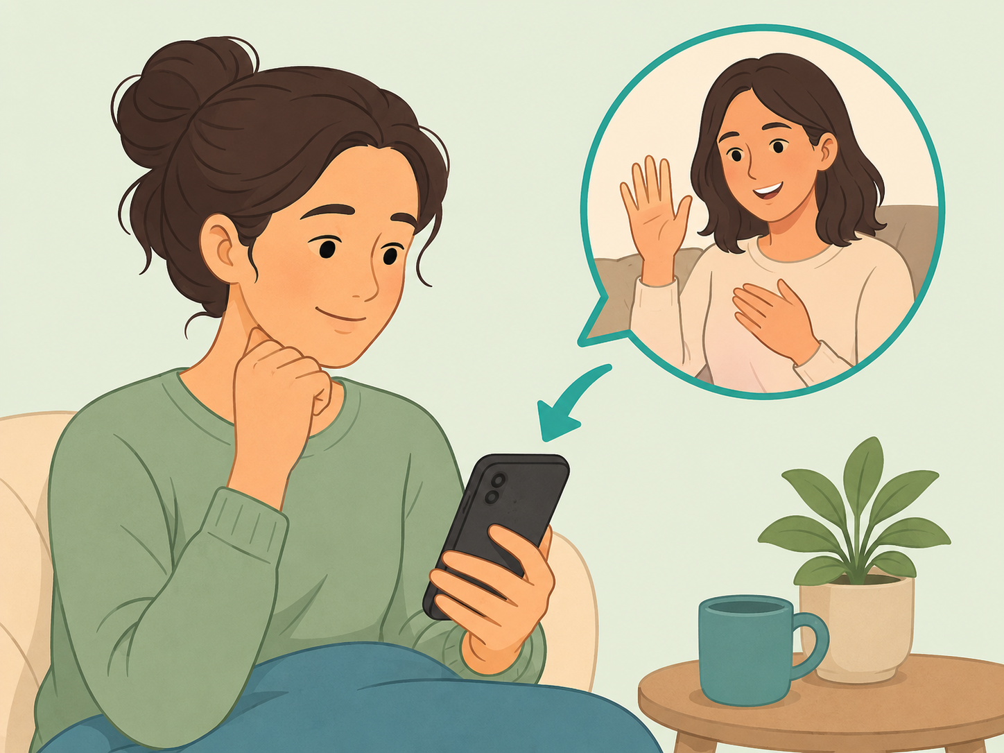 A grieving person reaching out to a trusted friend by phone.