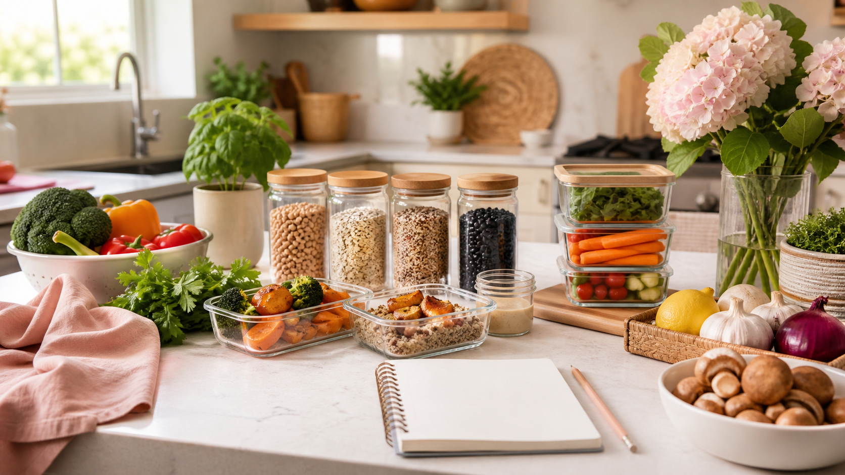 Organized ingredients for a flexible meal plan