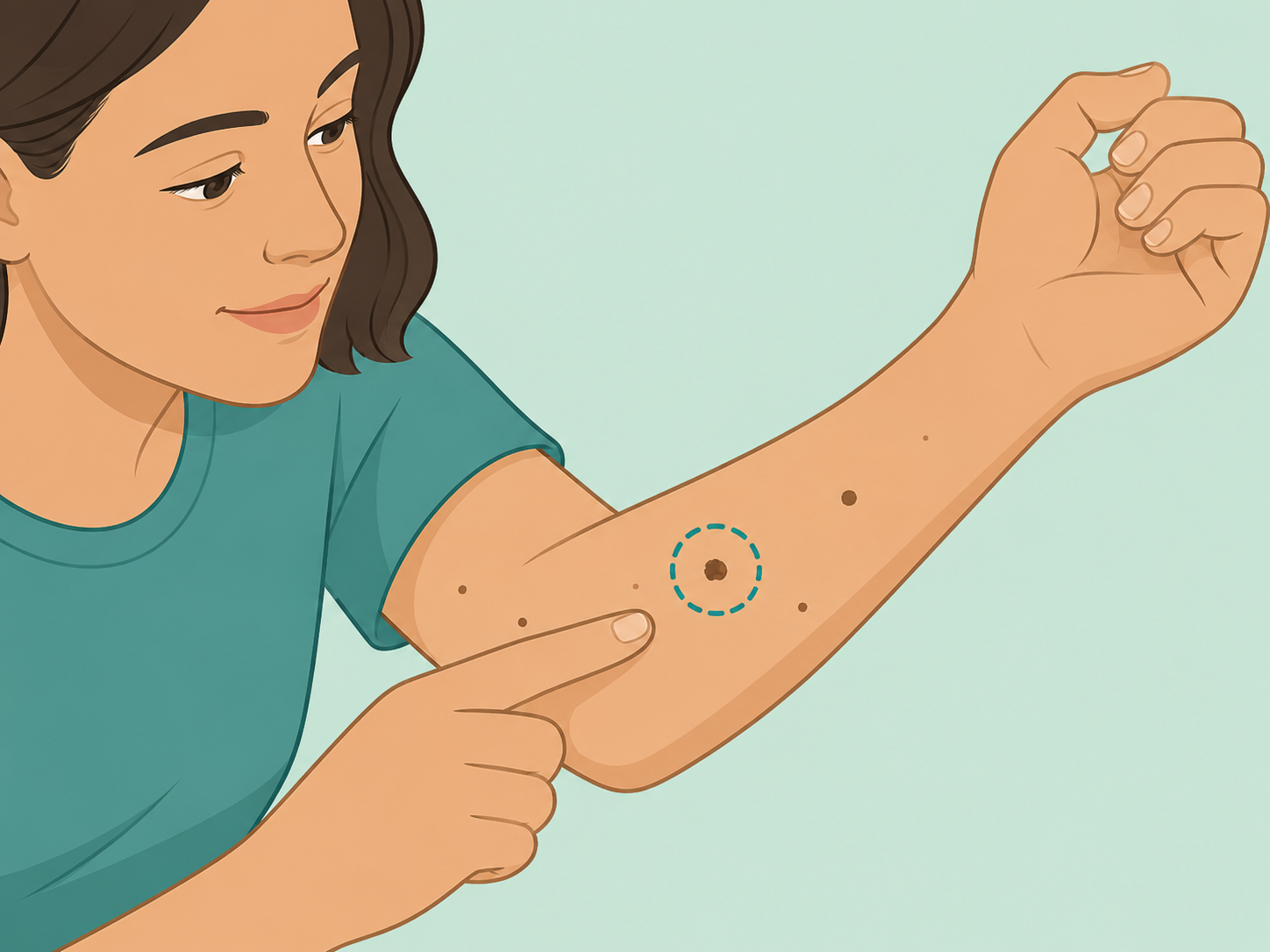 Comparing an unusual skin spot with nearby skin.