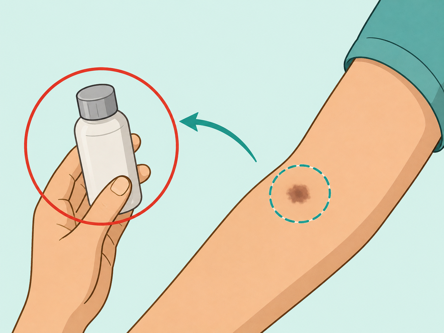 Avoiding harsh beauty treatments on an unexplained skin spot.