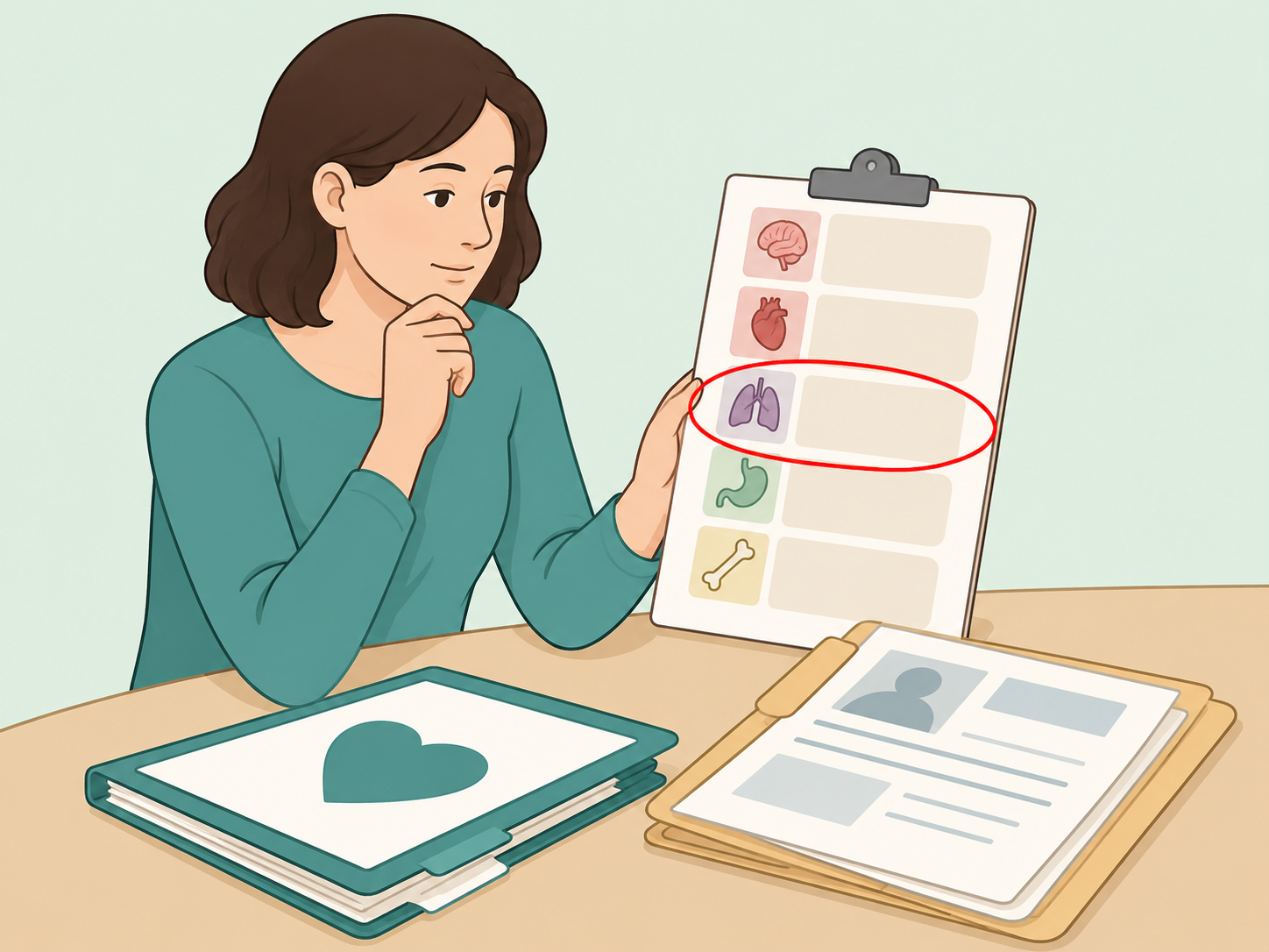 Person checking whether a serious illness appears on a faster review list.