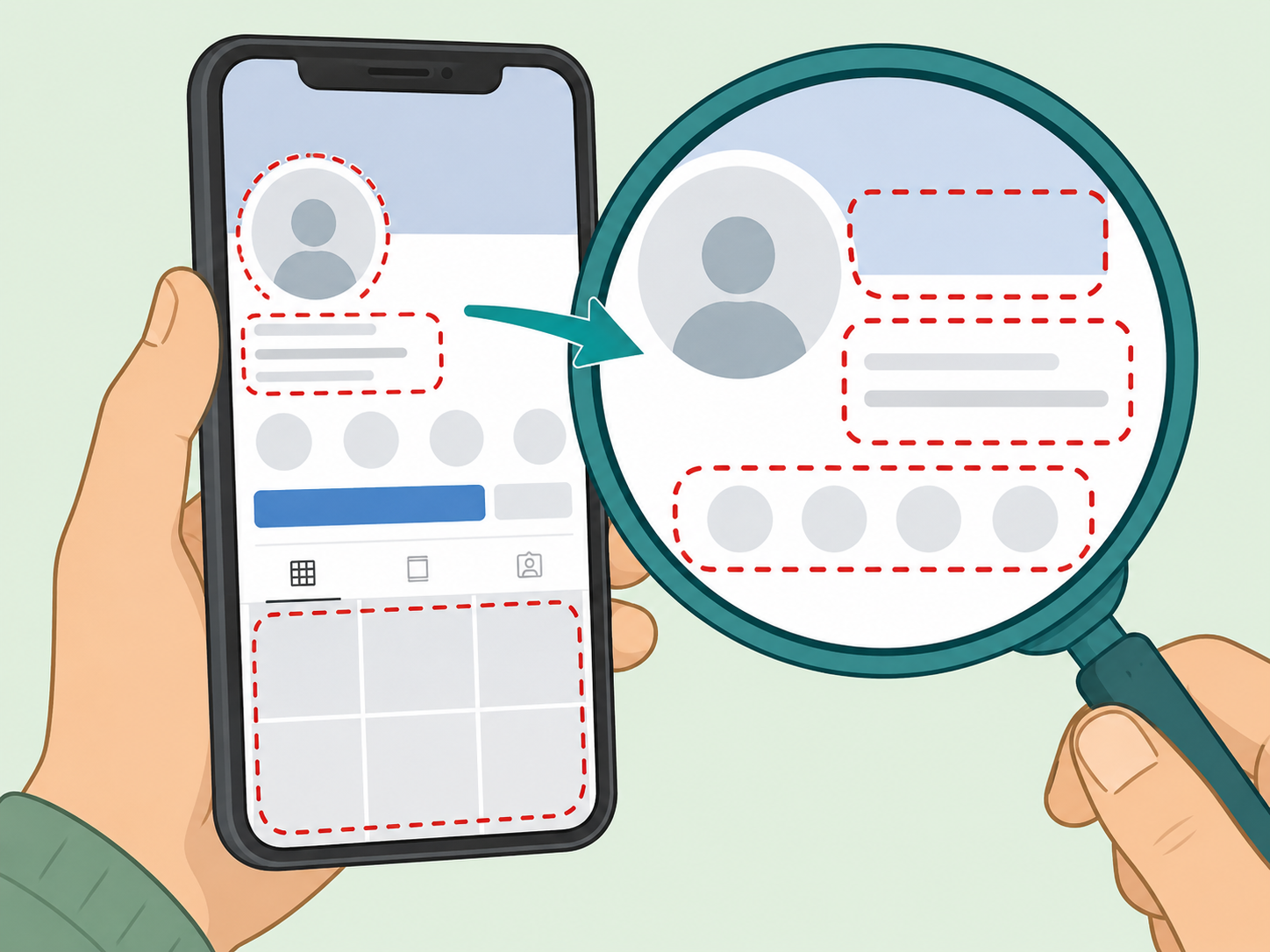 Checking the profile behind a social media post before trusting it.