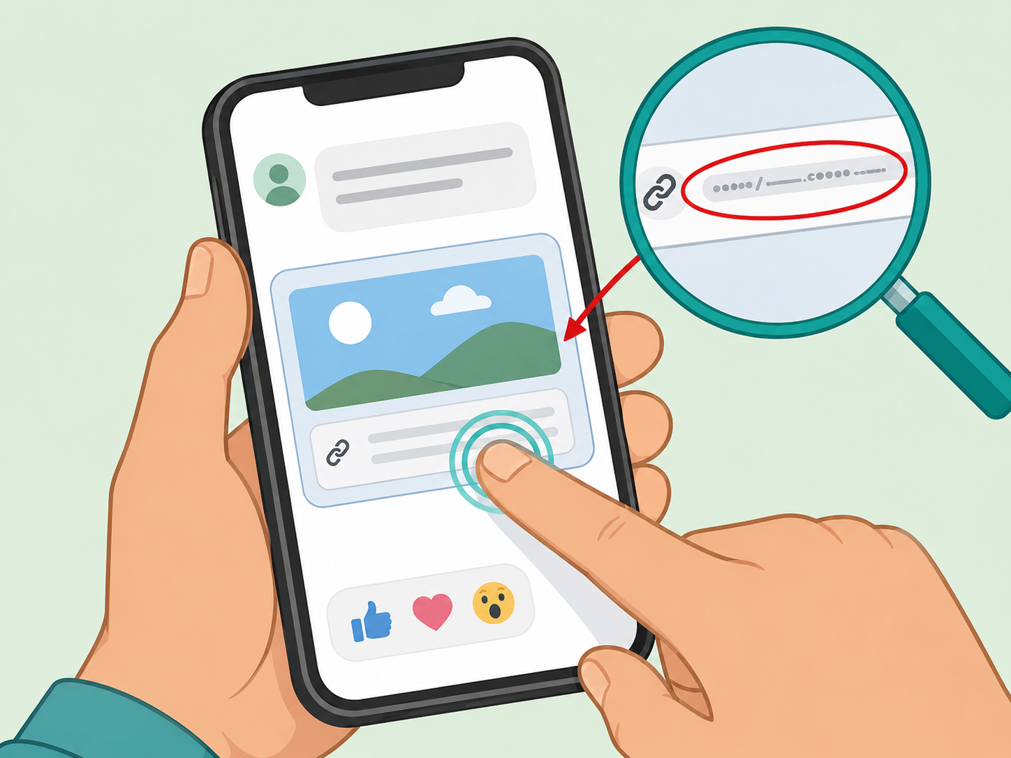 Inspecting a first-comment link before tapping through.