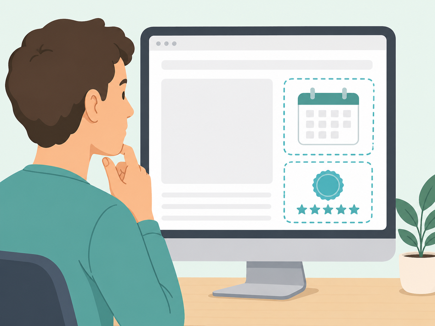 Person checking the date and review details on a health webpage.