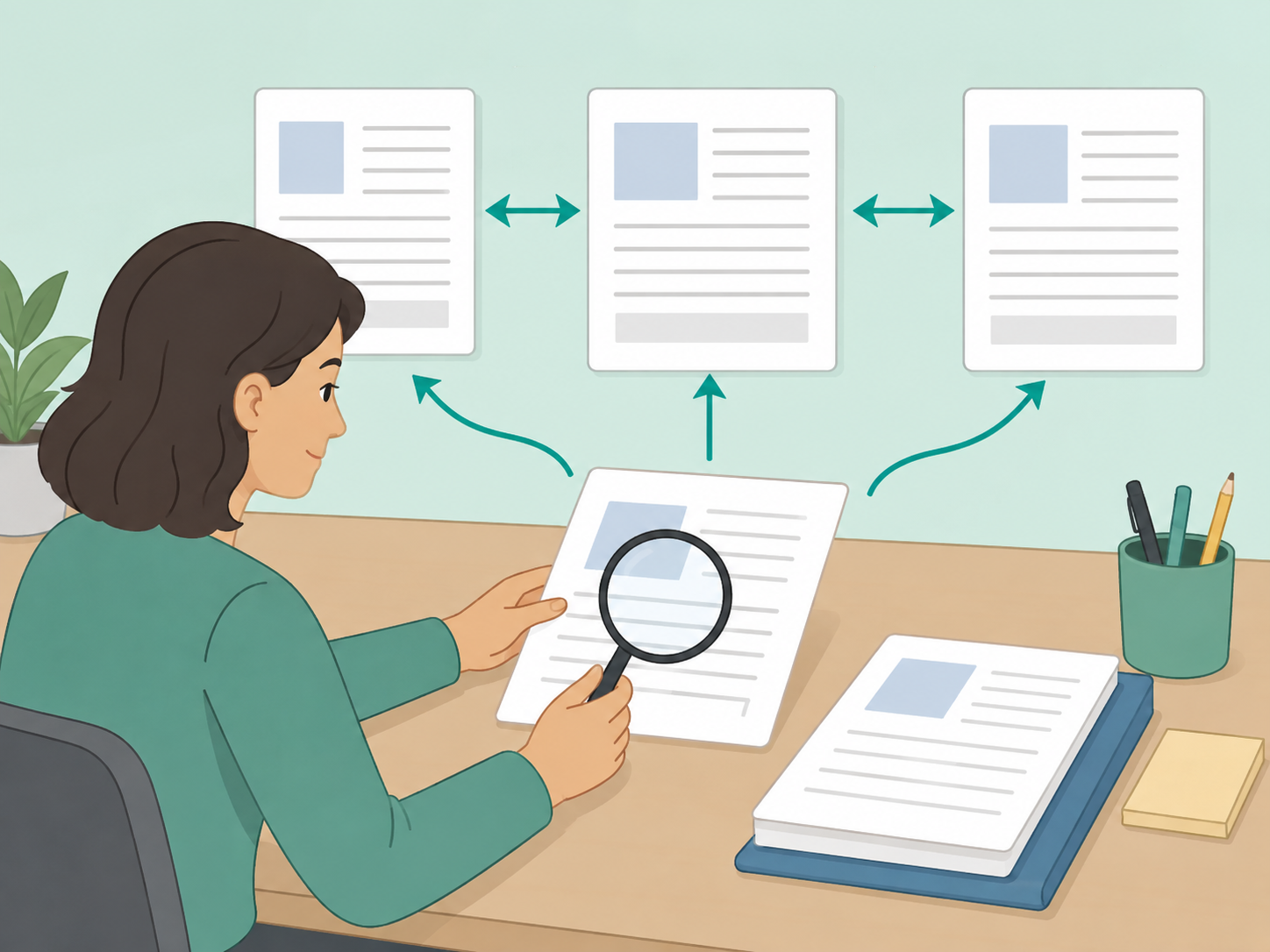Person comparing a health claim across several trusted sources.