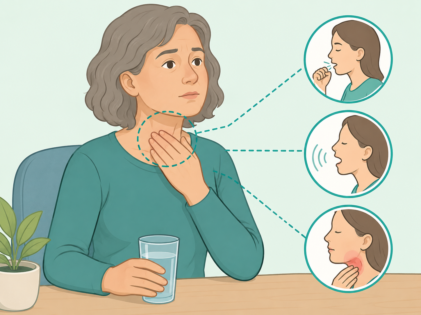 Person noticing a persistent throat or swallowing change.
