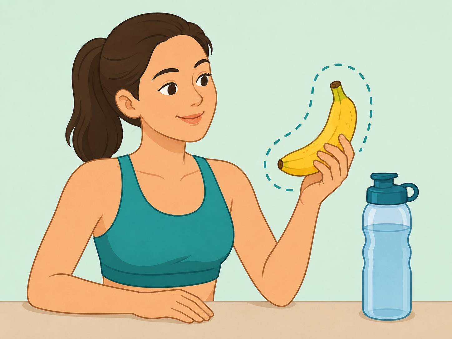 A ripe yellow banana shown as a simple snack before activity.