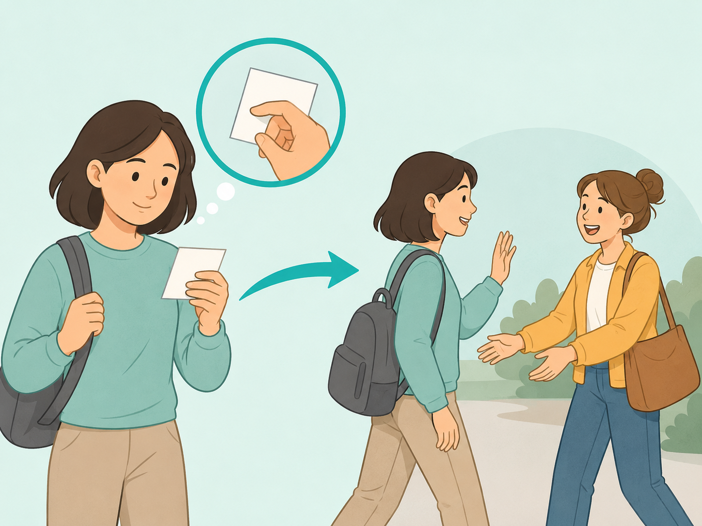 A person following through on a small promise to build trust.