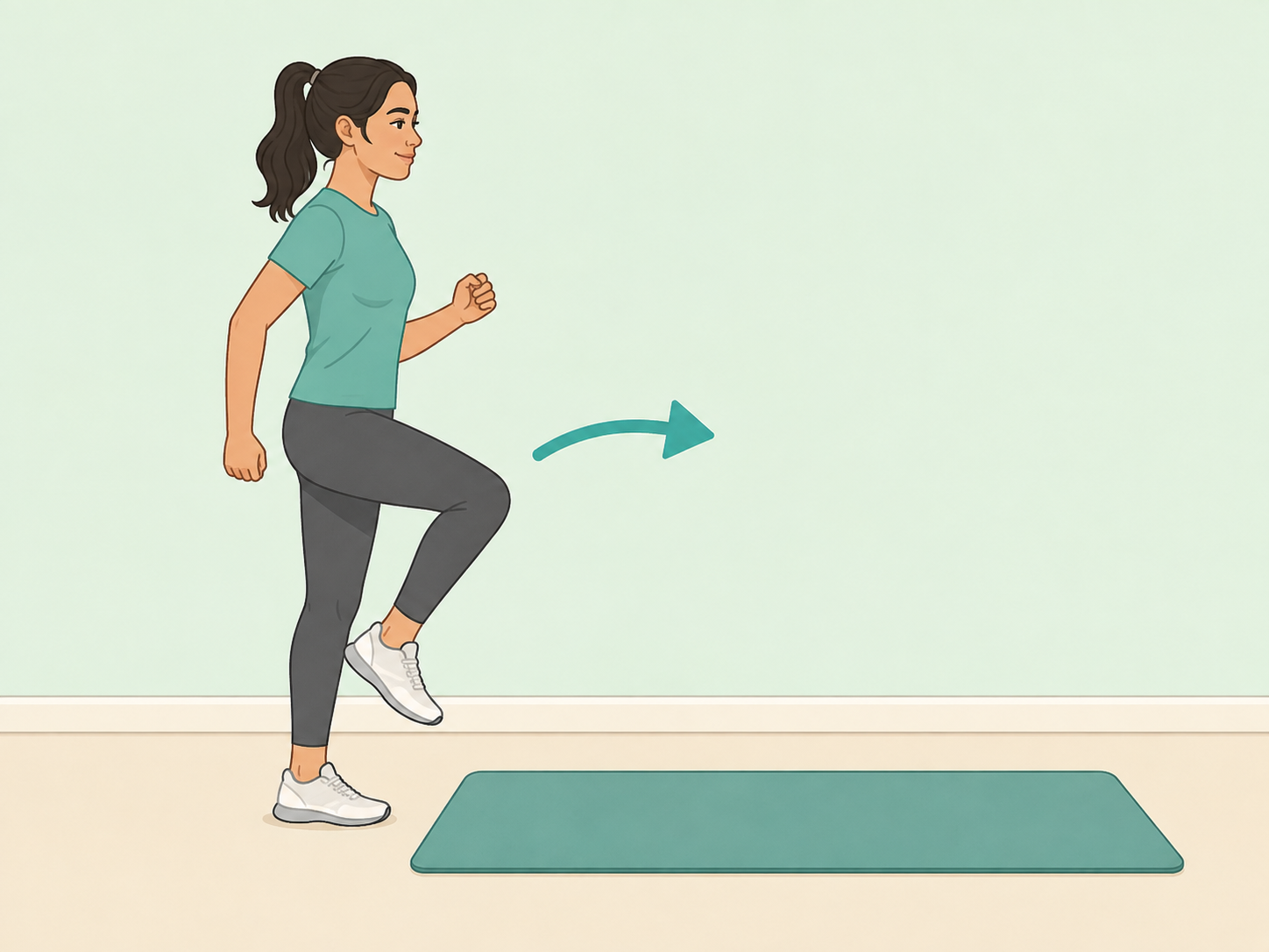 Person warming up with easy walking before piriformis stretches.