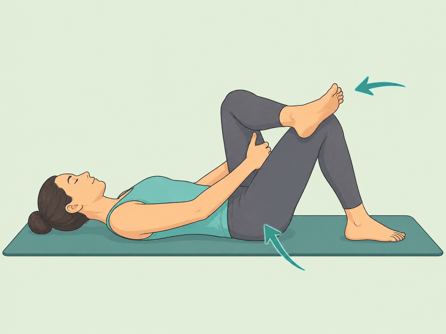 Person doing a lying figure-four piriformis stretch.