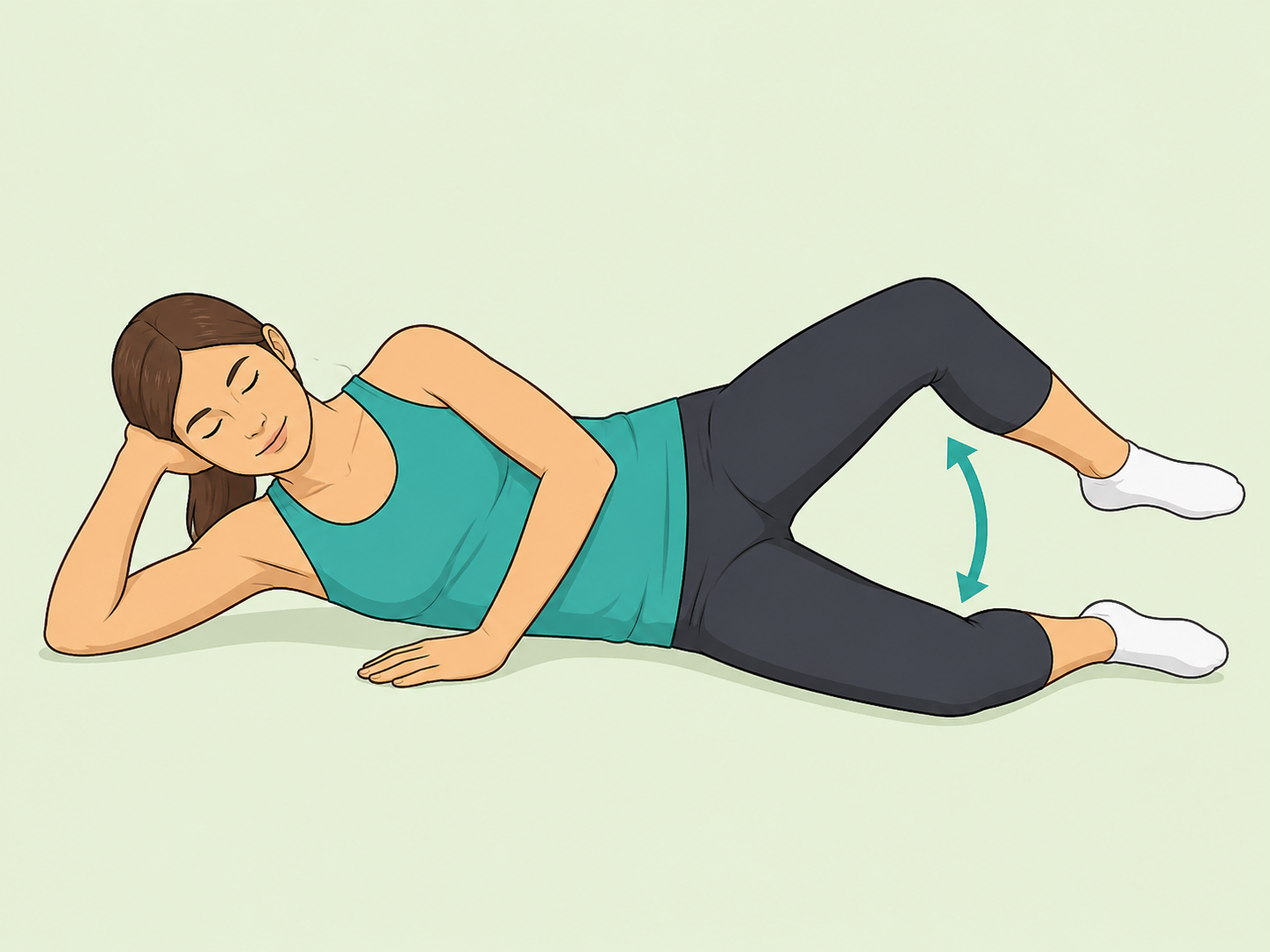 Person doing a side-lying clamshell exercise.