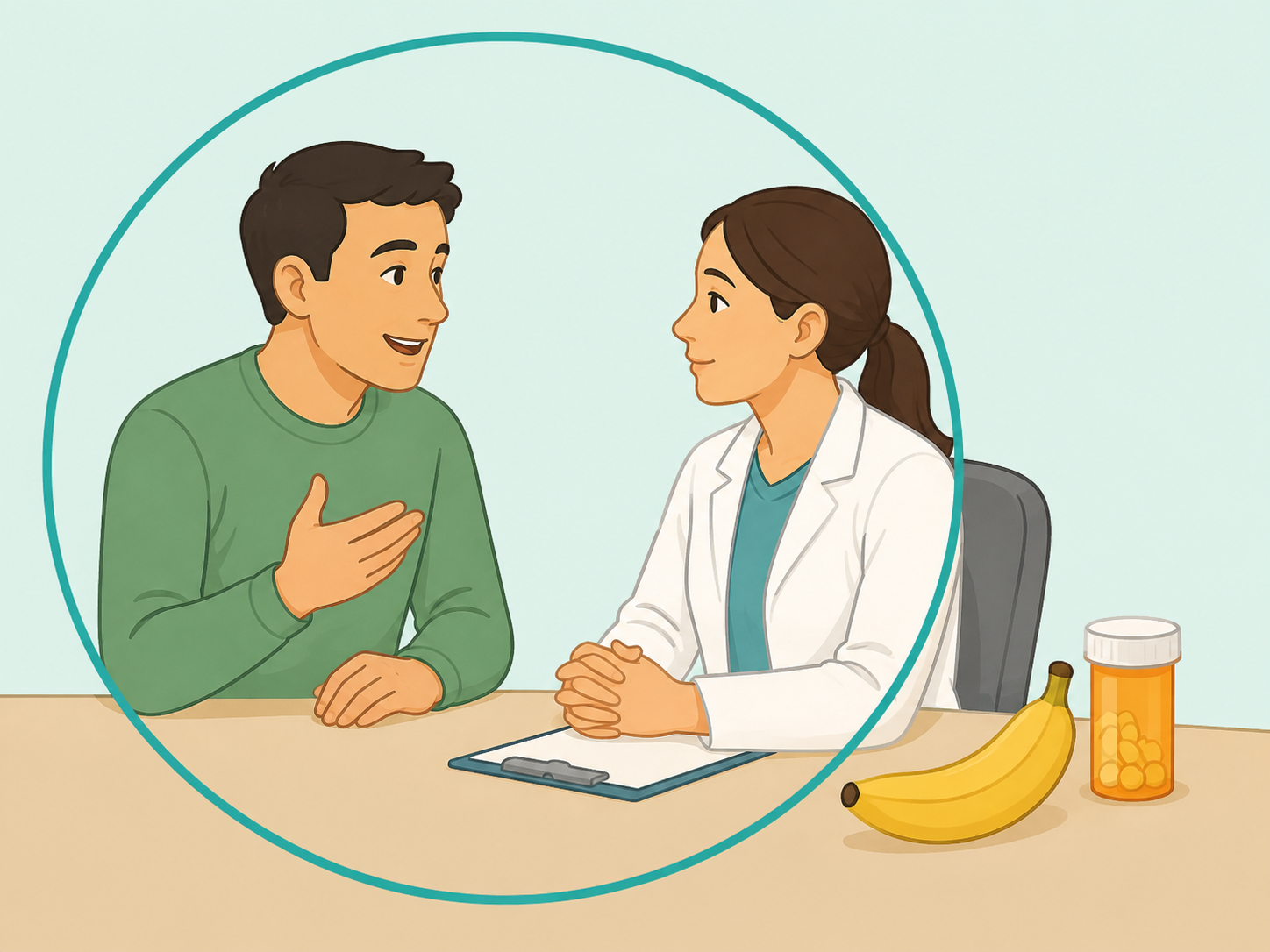 Person asking a health professional about whether nightly bananas are safe.