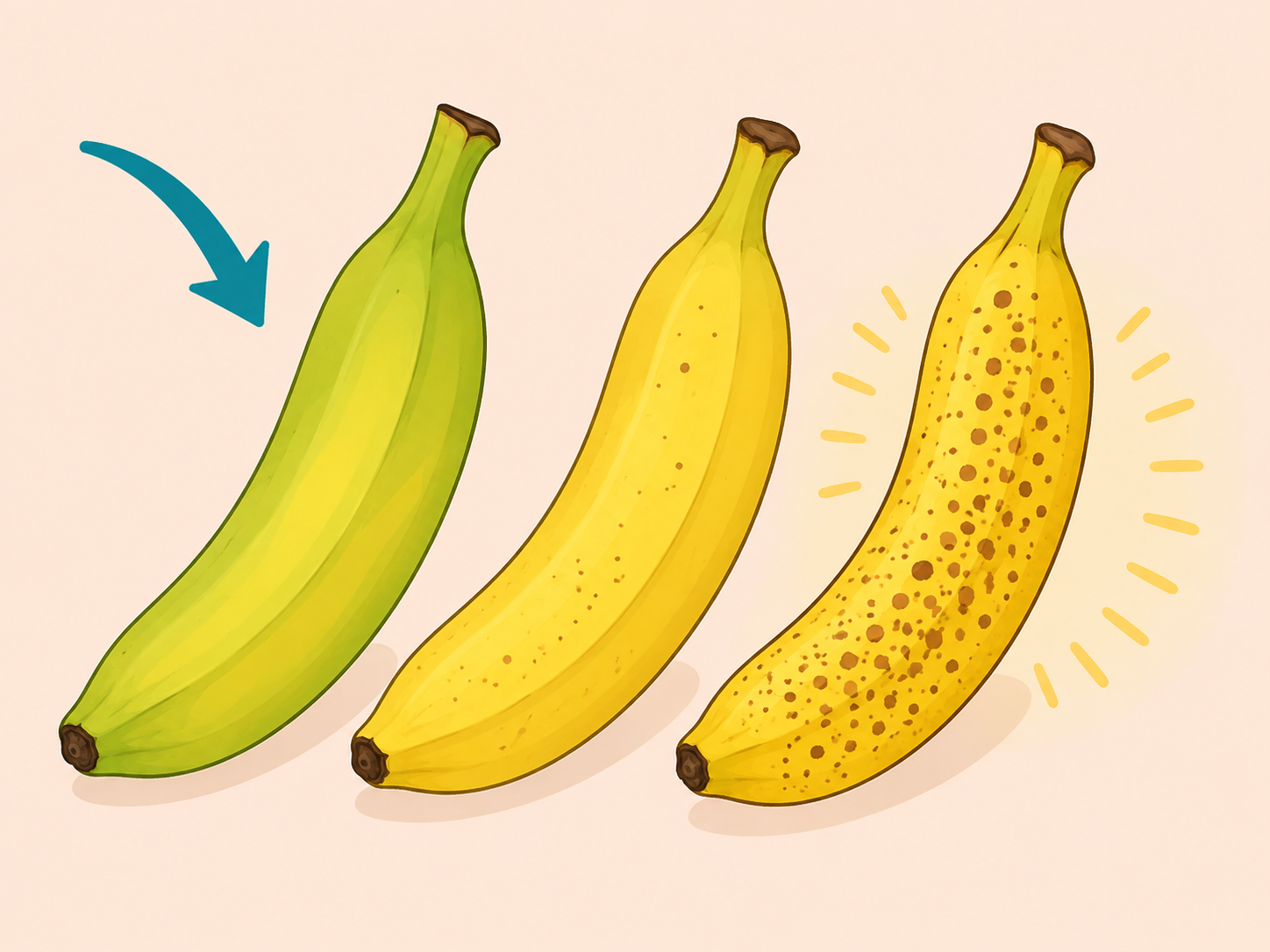 Bananas shown at different ripeness stages.
