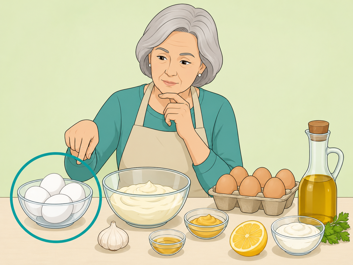 Cook choosing pasteurized eggs for a raw-style recipe.