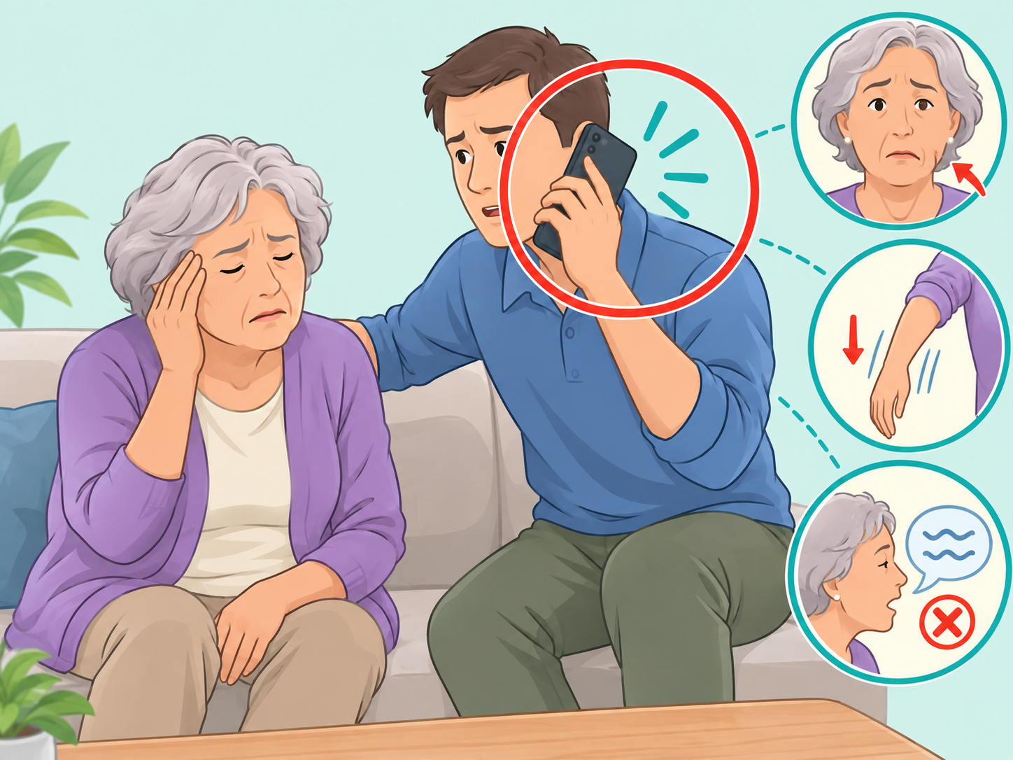 Person seeking emergency help for possible stroke symptoms.