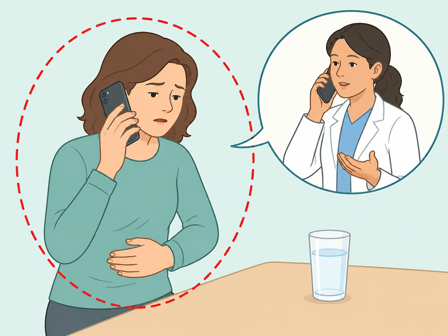 Person contacting a healthcare professional after severe food poisoning symptoms.