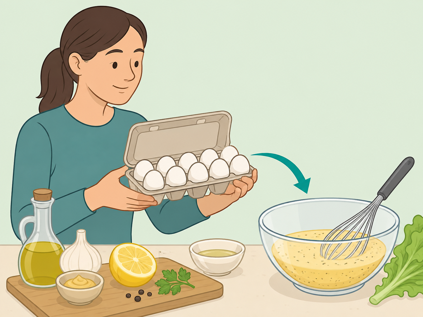 Person using pasteurized eggs for a lightly cooked or raw egg dish.