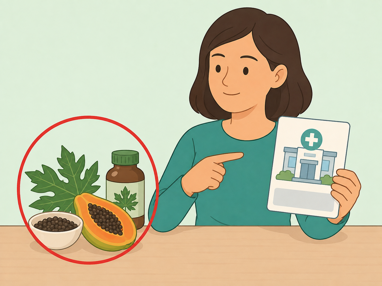 Person avoiding papaya seeds and extracts as medical treatment.