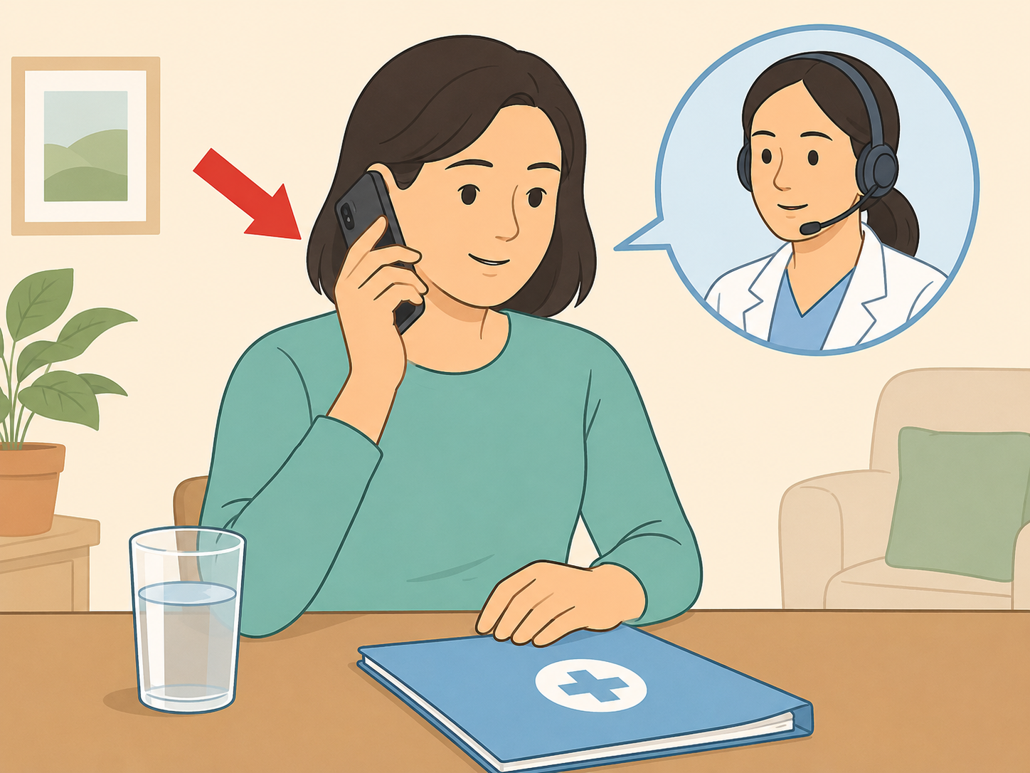A person contacting a healthcare professional instead of delaying care.
