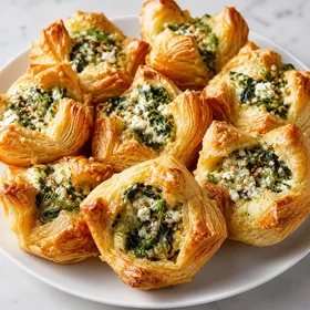 Golden feta spinach puffs with flaky pastry and creamy green filling