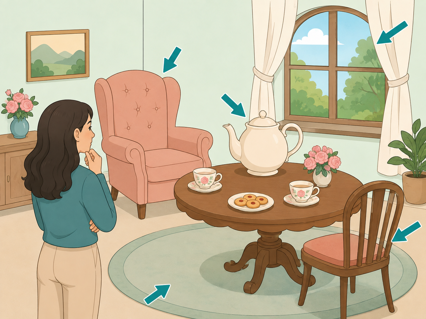 Large objects in a Grandma's Tea Time puzzle being compared first.