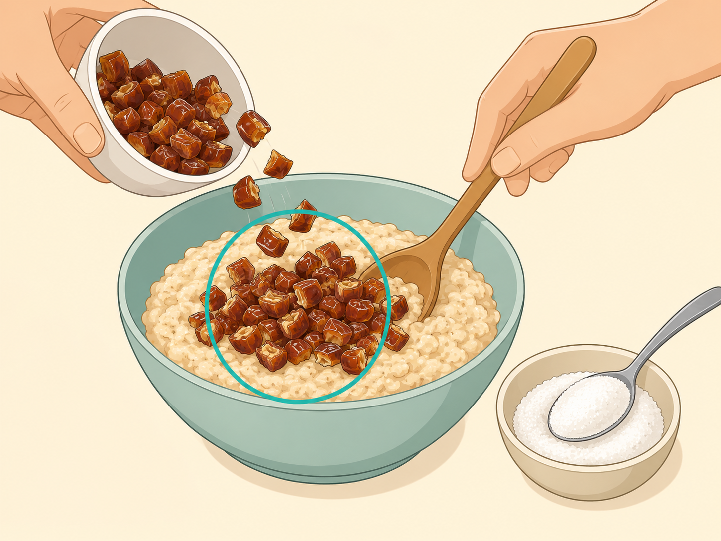 Chopped dates used as a sweetener instead of refined sugar.