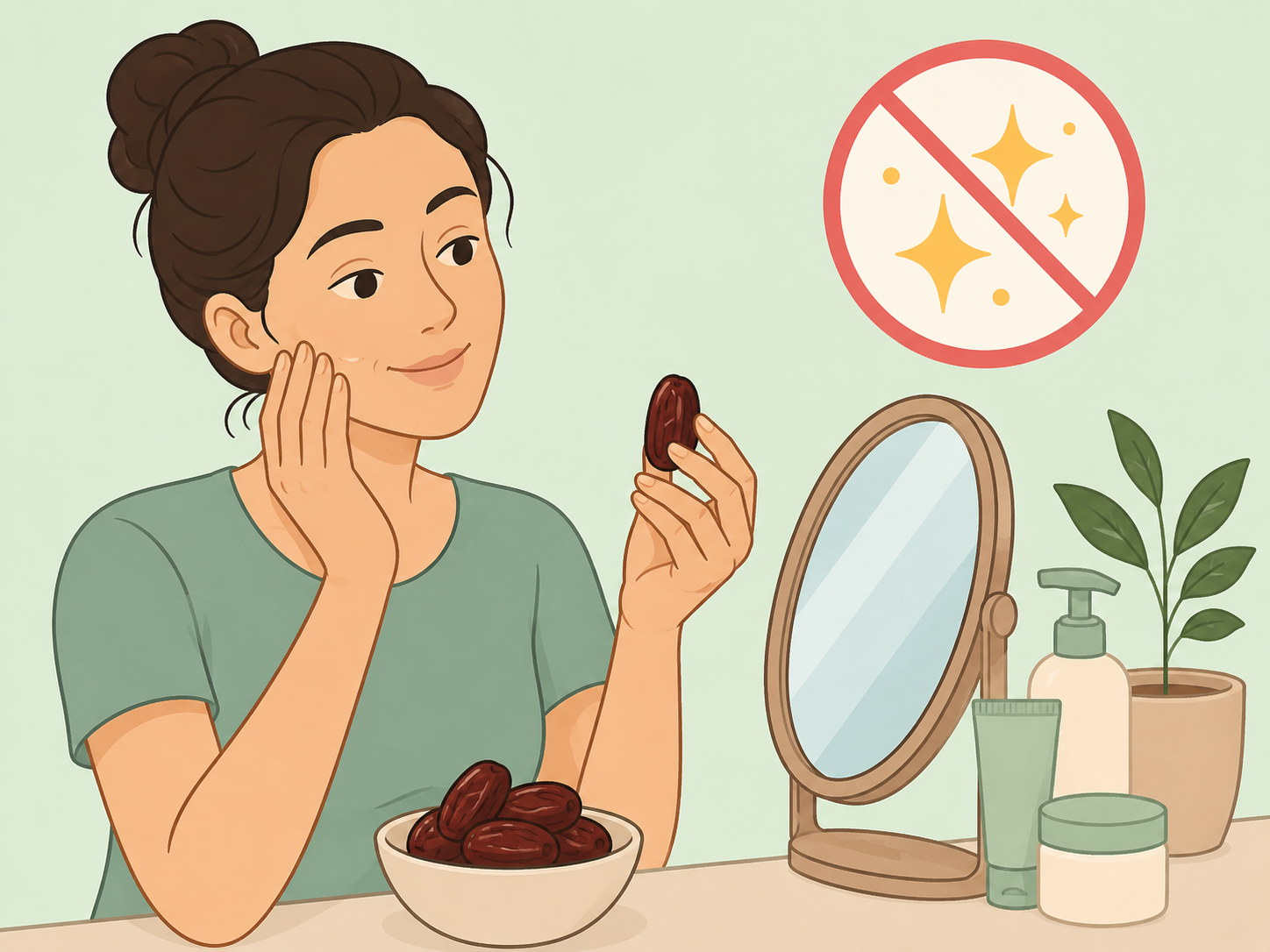A person viewing dates realistically rather than as a miracle beauty treatment.