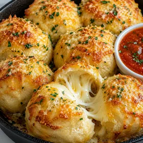 Golden mozzarella stuffed biscuits with garlic cheese and parsley