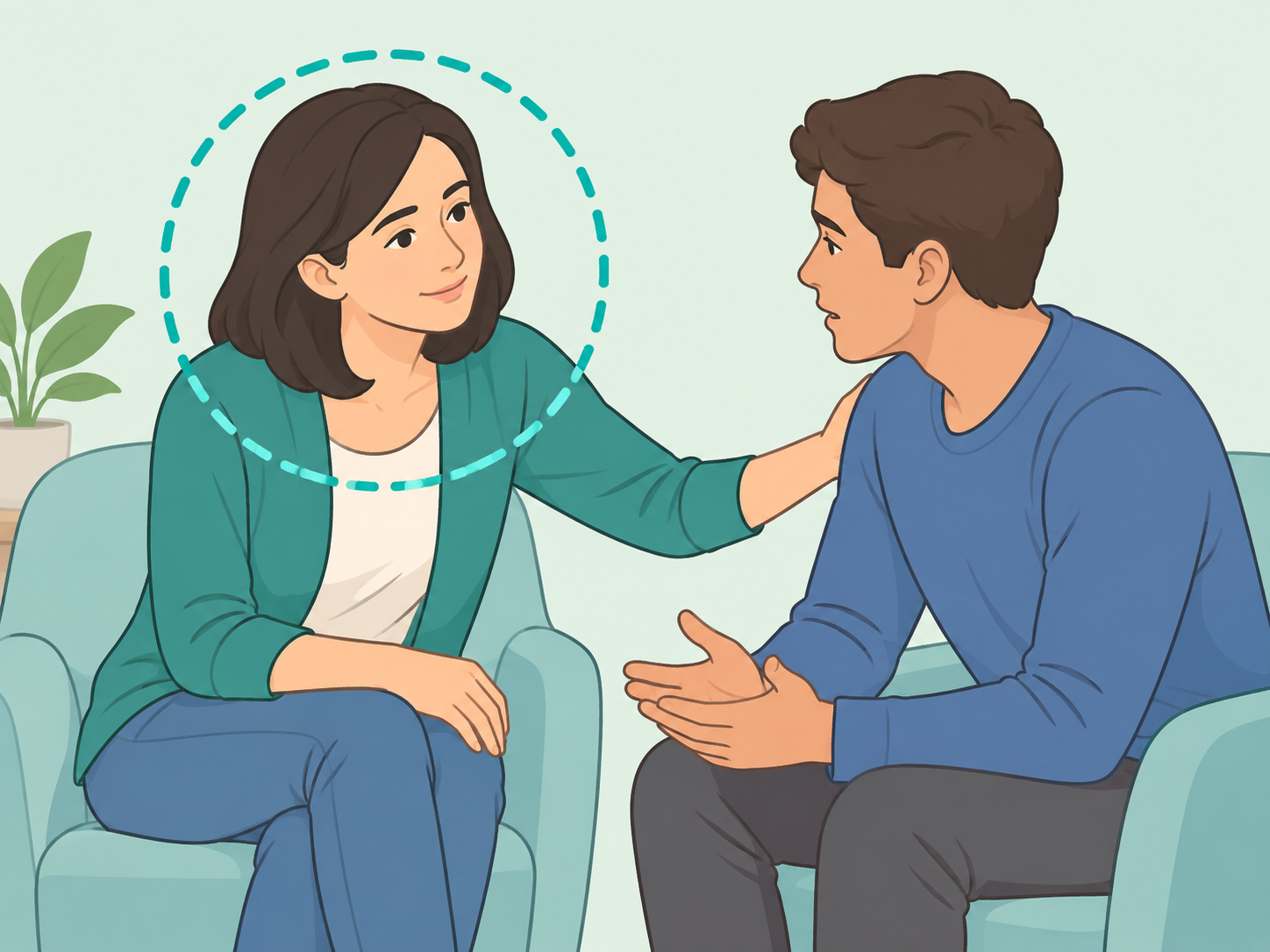 A person talking with a trusted friend for support.