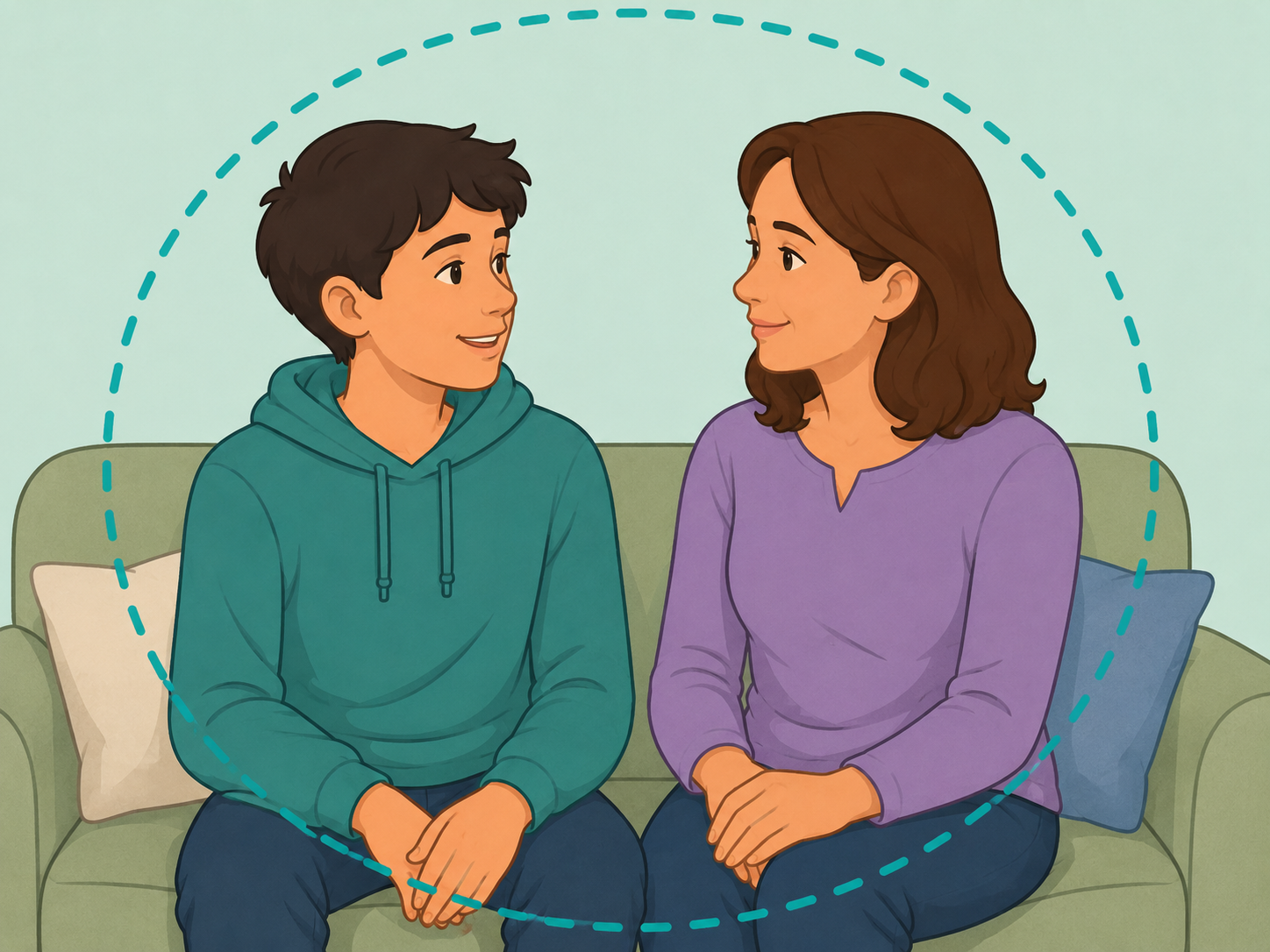 A young person and mother having a calmer follow-up conversation.