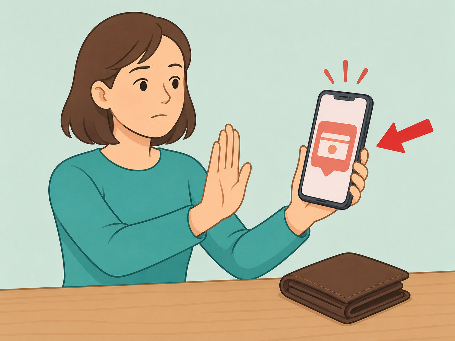 Person refusing to pay a pressured fee or debt request immediately.