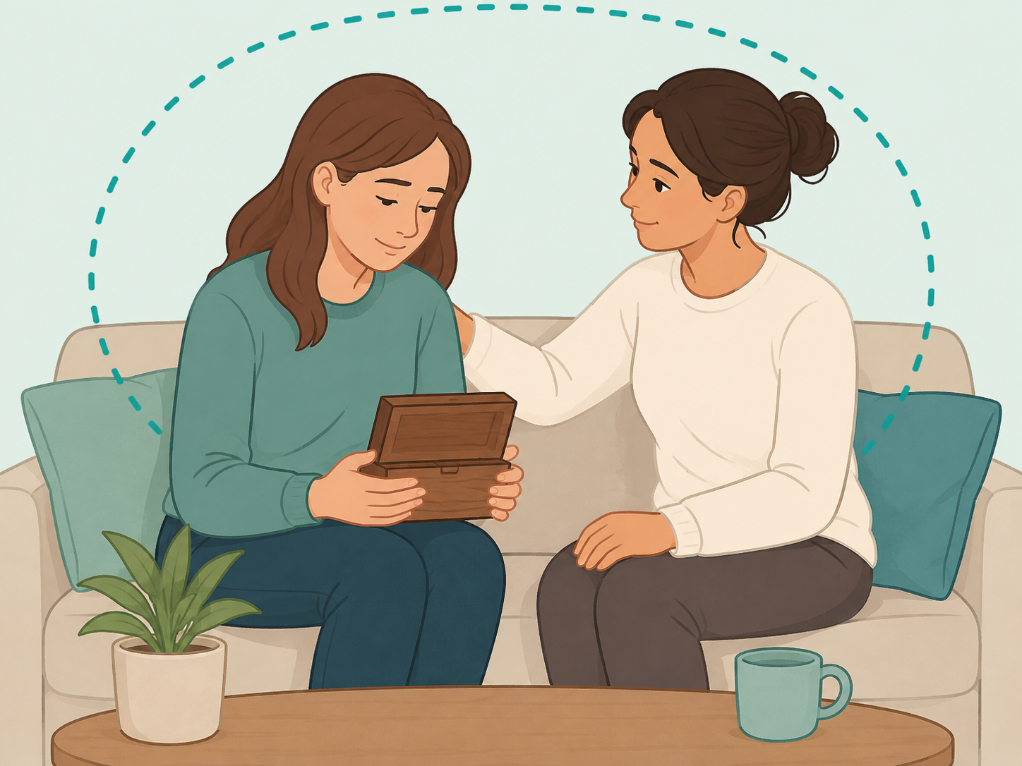 Person seeking emotional support while handling grief and inheritance stress.